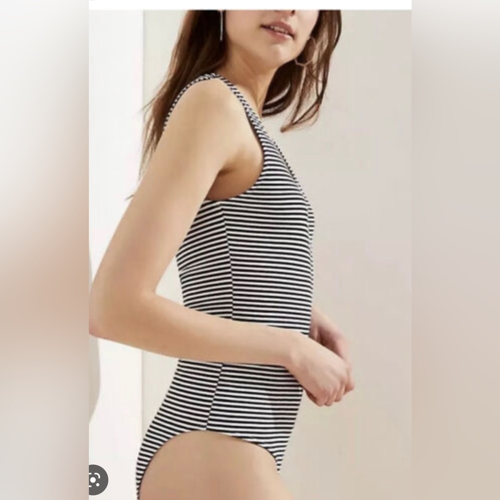 Loft xs bodysuit black and white striped